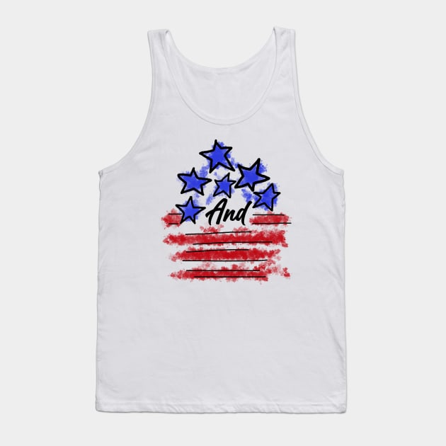 Stars and Stripes - 4th of July - Retro American Flag Tank Top by LMW Art